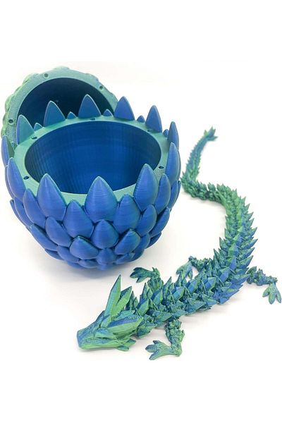 Yelajoy Children's surprise dragon egg toy, 3D printing technology, containing a crystal dragon, blue-green