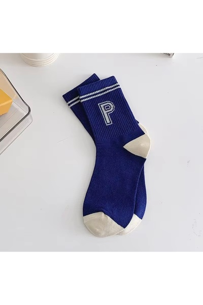 Bestrend 5-пакет унисекс тъмносини и бели тенис чорапи с мотиви