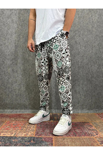 FıttingRoom Patterned Baggy Trousers with Elastic Waist
