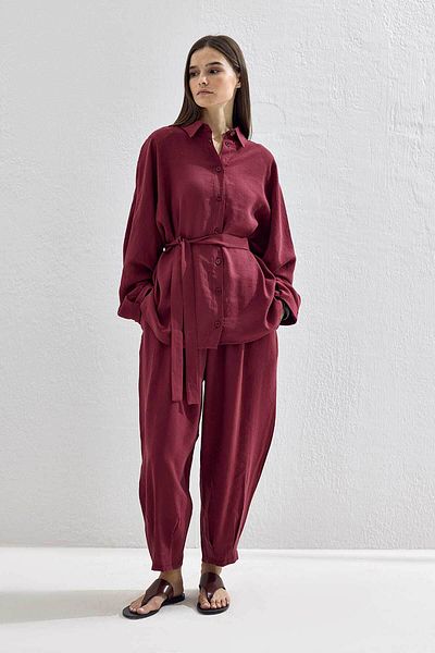 Hooopstore Basic Oversize Claret Red Trouser Suit