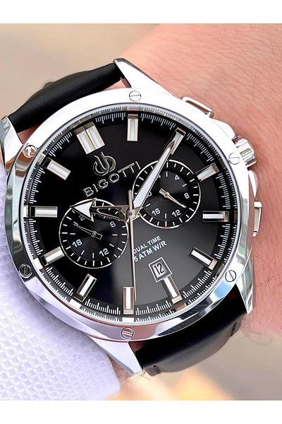 Bigotti Leather Cord Dial with Calendar 5 Atm Water Resistant 2 Years Guarantee Men Wrist Watch Tbg10521.1