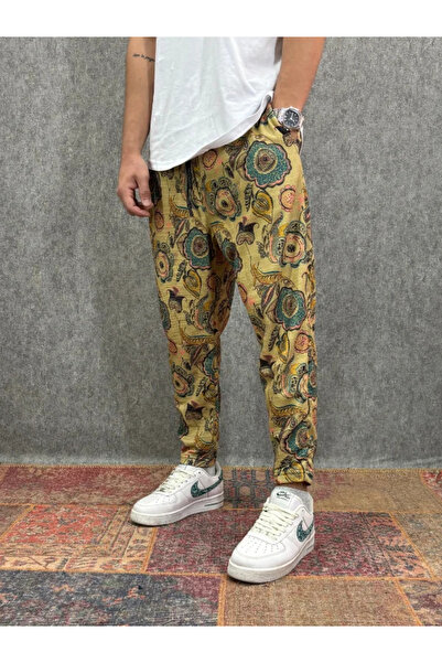 FıttingRoom Patterned Baggy Trousers with Elastic Waist