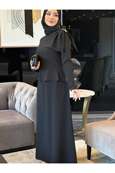 Nihle Ni̇hle 1160-05-25 Crepe Fabric Shoulder Stone Detail Women's Turtle Dress Size 38-48