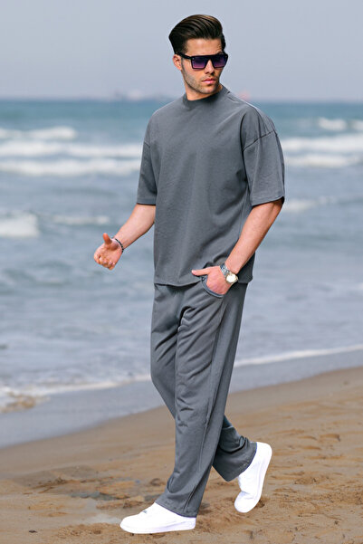 OKULCUBABA Set de trening de vară cu mâneci scurte oversize pentru bărbați