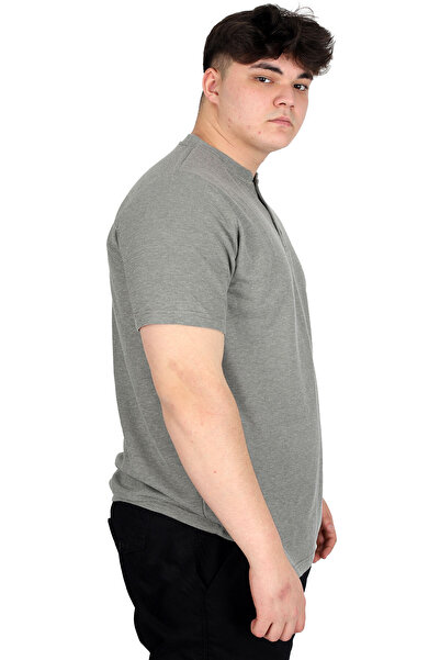 ModeXL Mode XL Μεγάλο Μέγεθος Ανδρικό μπλουζάκι με γιακά Judge Waffle U20036 Χακί