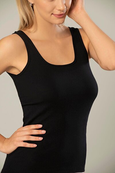 ERDEM İÇ GİYİM Erdem Black Cotton Super Thin Modal Rib Undershirt 2328