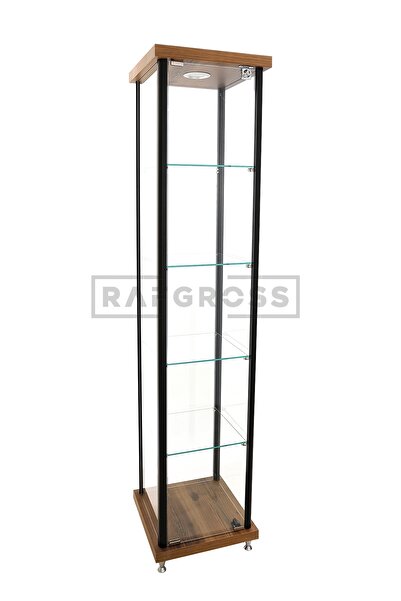 RAFAX Kurulu Teslimat, 40x40xh175,camlı Dolap, Camlı Vitrin, Teşhir Koleksiyon Dolabı, Cam Dolap