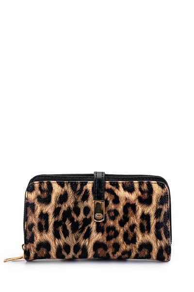 minebag Portofel de damă din piele artificială cu model leopard - MN103