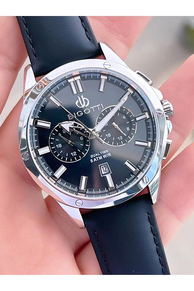 Bigotti Leather Cord Dial with Calendar 5 Atm Water Resistant 2 Years Guarantee Men Wrist Watch Tbg10521.1