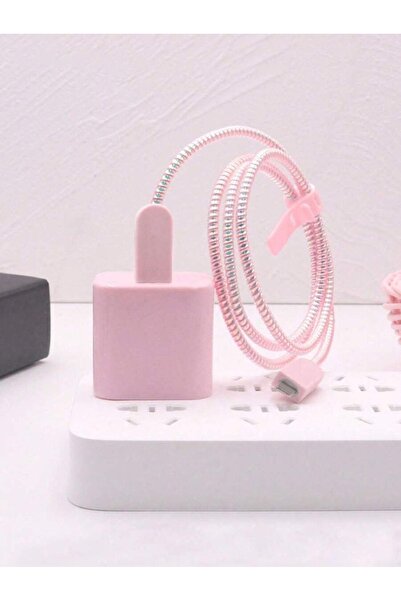CASABLANCA İphone 18/20w uyumlu Pembe Silikon Şarj Aleti Kılıfı , Kablo Koruy...