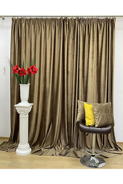 Liz Line Set doua draperii catifea coniac, colectia "Velvet" by LIZ LINE 2x200x245cm cu rejansa DR2162