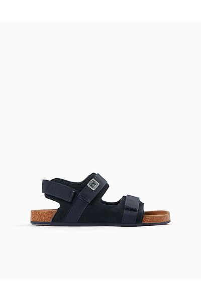 Ziddy Leather Sandals for Boys, Dark Blue