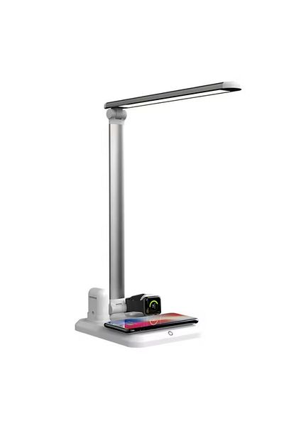 REDz Accessories 4 in 1 Lamp Charger Model X-1 with Wireless Charging, Apple compatible, Silver-White