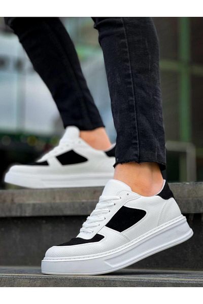 MELAMS Avenger White Black Skin High Sole Casual Men's Sports Shoes - Kbc