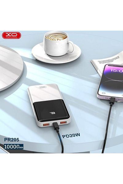 REDz Accessories External Battery XO-PR205, 10,000mAh Battery, 2 x USB + 1 x Type-C, LED Display, Black