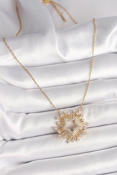 Skygo 316L Steel Gold Color Zircon Stone Star Model Women's Necklace - Tj-Bko9922