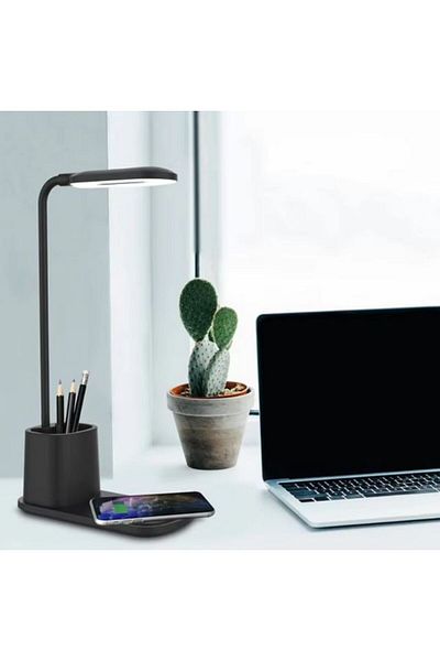REDz Accessories 10W Wireless Charging Lamp, Pen Holder, Model G-N15, 3 Light Modes, Black