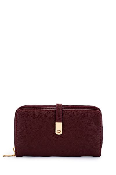 minebag Portofel de dama din imitatie de piele Rosu Claret MN103
