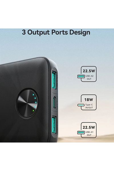 REDz Accessories Joyroom Pbf15 Battery, Capacity 10,000mah, 2 X Usb 1 X Type-c, Led Indicator, Black