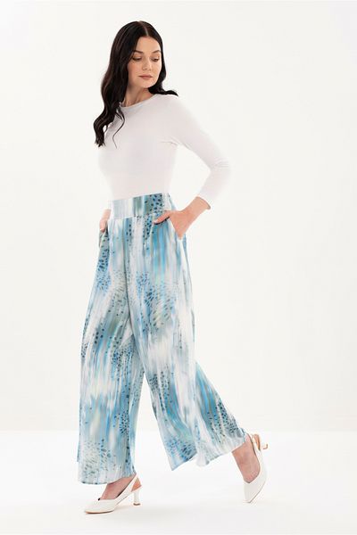 Guzella Premium Patterned Wide Leg High Waist Palazzo Pantalon