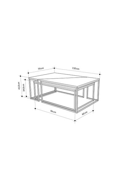 Mourah Home Modern OhLady Coffee Table 3-Piece Centre Table 110(W)cm Metal Frame Legs Light Mocha