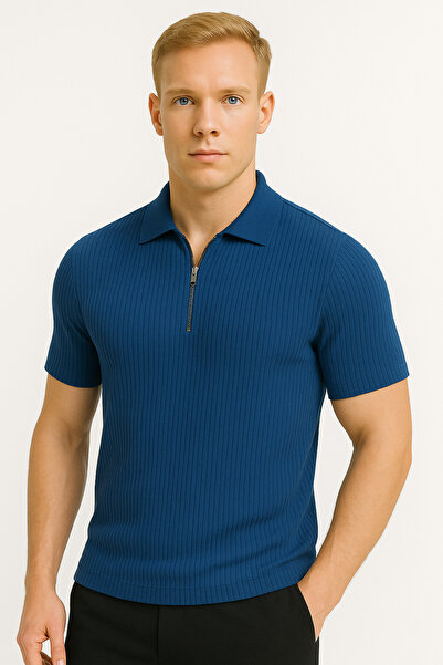 Altamira Ανδρικό μπλουζάκι Indigo με μισό φερμουάρ Ottoman