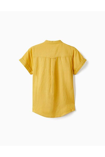 Ziddy Short Sleeve Shirt with Linen for Boys, Yellow