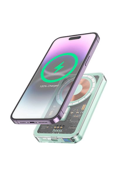 REDz Accessories Hoco Q14 Magsafe Battery, Mini Powerbank, 5000mah Capacity, Fast Wireless Charging, Green