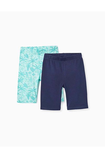Ziddy 2 Tight Cotton Shorts for Girls 'Sea', Dark Blue/Green