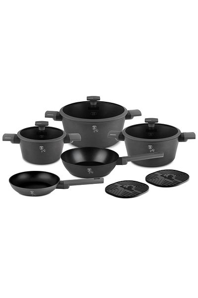 Berlinger Haus BerlingerHaus 10-Piece Cookware Set – Anthracite Collection, TitanPRO Non-Stick, Induction, Gray