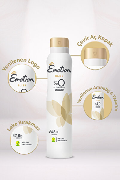 Emotion Bliss Kadın Vegan Deodorant 3x200 Ml Hızlı Kurur, Leke Bırakmaz