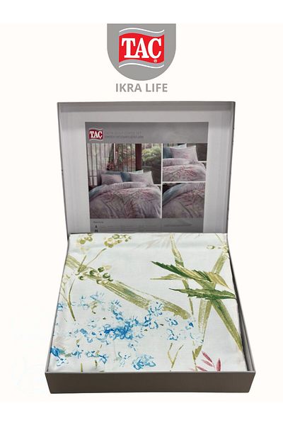 Taç Benicia Green V1 Double Satin Duvet Cover Set