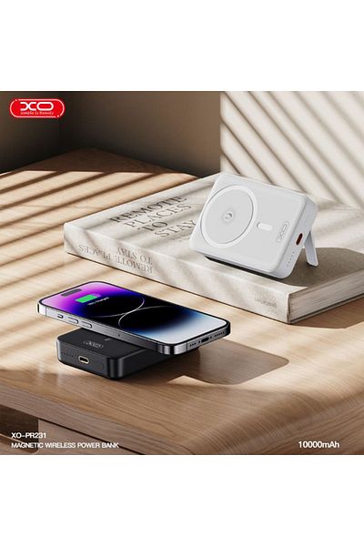 REDz Accessories Magnetic Wireless Battery, XO-PR231, 10,000mAh, PD20W Charging with Type-C Port, White