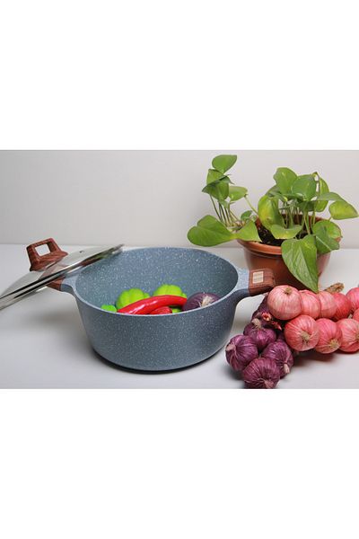 Generic Granite pot with glass lid, size 20