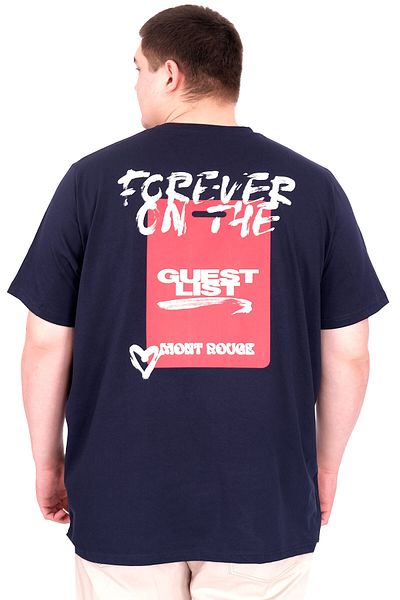 ModeXL Mode XL Large Size Men's T-Shirt Crew Neck Forever U25023 Navy Blue