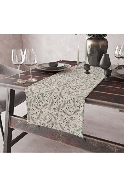 ASDİVA Sade Modern Tasarımlı Yeşil Yapraklar Desenli Dijital Baskılı Dekorati...