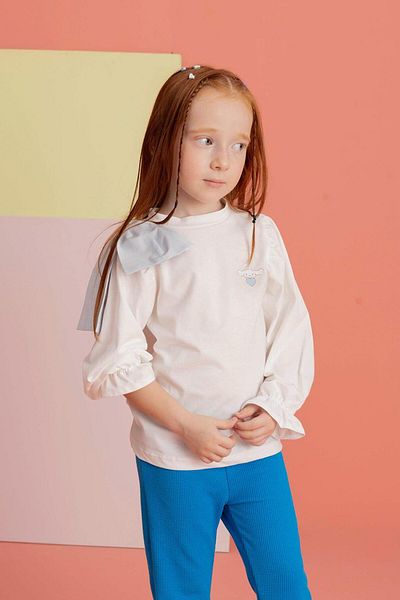 LUESS Tricou cu mânecă lungă cu panglică detaliată pentru fete (3-4 ani 8-9 ani)