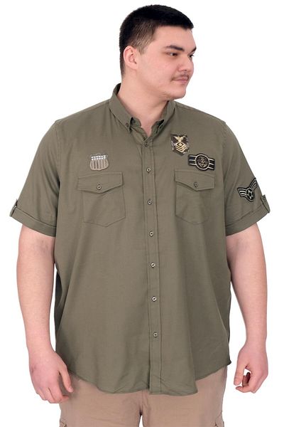 ModeXL Mode XL Ανδρικό πουκάμισο μεγάλου μεγέθους με διπλό κάλυμμα τσέπης Gabardine U25601 Khaki
