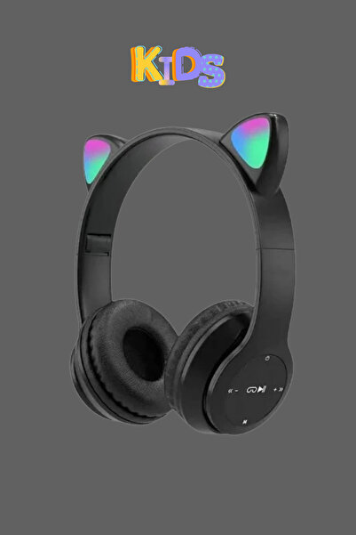 WUNİT Kedi Kulaklık Bluetooth Kablosuz RGB Işıklı Çocuk Oyun Kulaklığı Radyolu W