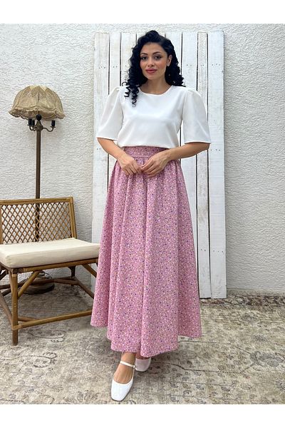 KÜÇÜĞÜM BUTİK Ροζ Μωβ Floral Ποπλίνα Φούστα