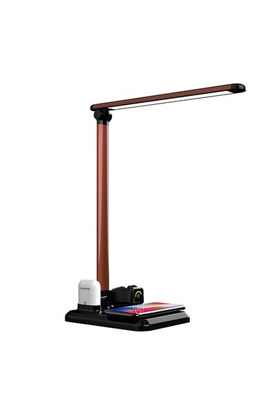 REDz Accessories 4 in 1 Lamp Charger Model X-1 with Wireless Charging, Apple compatible, Black-Brown