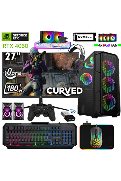 XASER Thunder x670 Ryzen 7 5700x 32GB Ram 1TB M.2 NVMe SSD 8GB RTX4060 27" 180Hz Oyuncu Masaüstü Bil