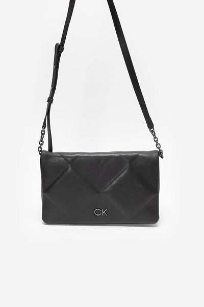 Calvin Klein Women's Brand Logo Chain Detailed Shoulder Strap Stylish Designed Black Bag Suitable for Daily Use K60