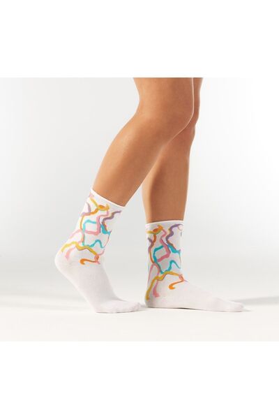 Forwena Безшевни дамски чорапи до глезена с неонови пръстени и модална еластичност