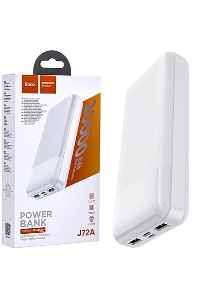 REDz Accessories Power Bank Hoco J72A, Battery 20,000mAh, 2 x USB, LED Indicator, White