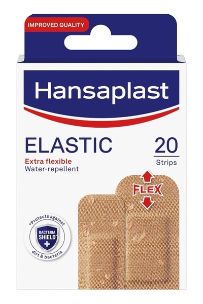 Hansaplast ضمادات مرنة، مرنة للغاية وجيدة التهوية، 20 شريطًا (مقاسان)
