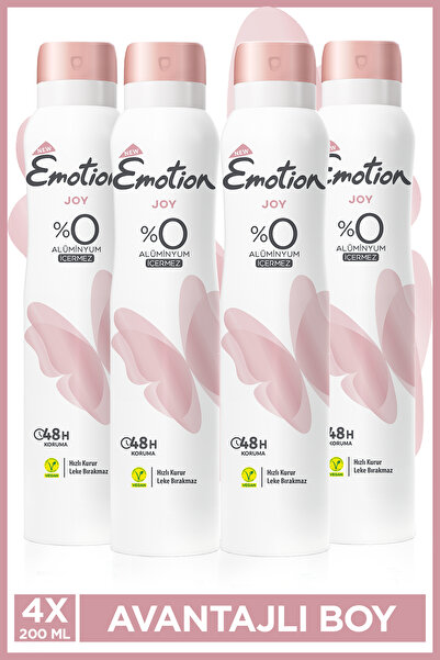 Emotion Joy Kadın Vegan Deodorant 4x200 Ml Hızlı Kurur, Leke Bırakmaz