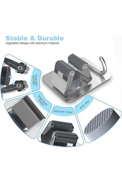 COOYA Self Adhesive Mop Broom Holder, Stainless Steel Wall Mount Organizer for Bathroom Kitchen Office