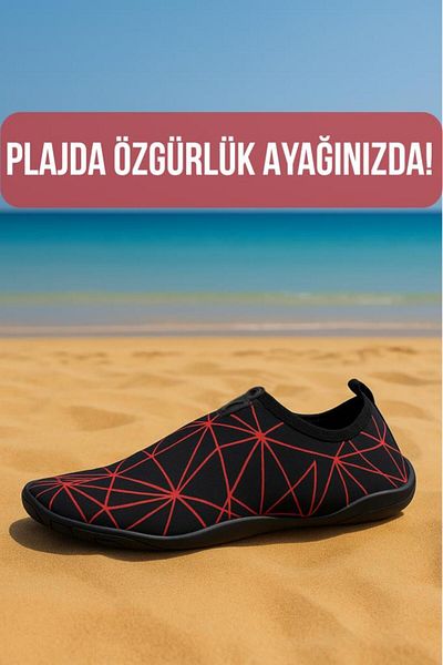 Lord Mountain Prizma Black Red Pantofi de mare, pantofi de plajă, pantofi de piscină, design flexibil