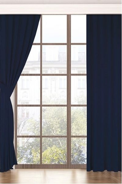 Briz Perde Blackout Light Proof Blackout Heat Blocking Thermal Pleatless Navy Blue Background Curtain